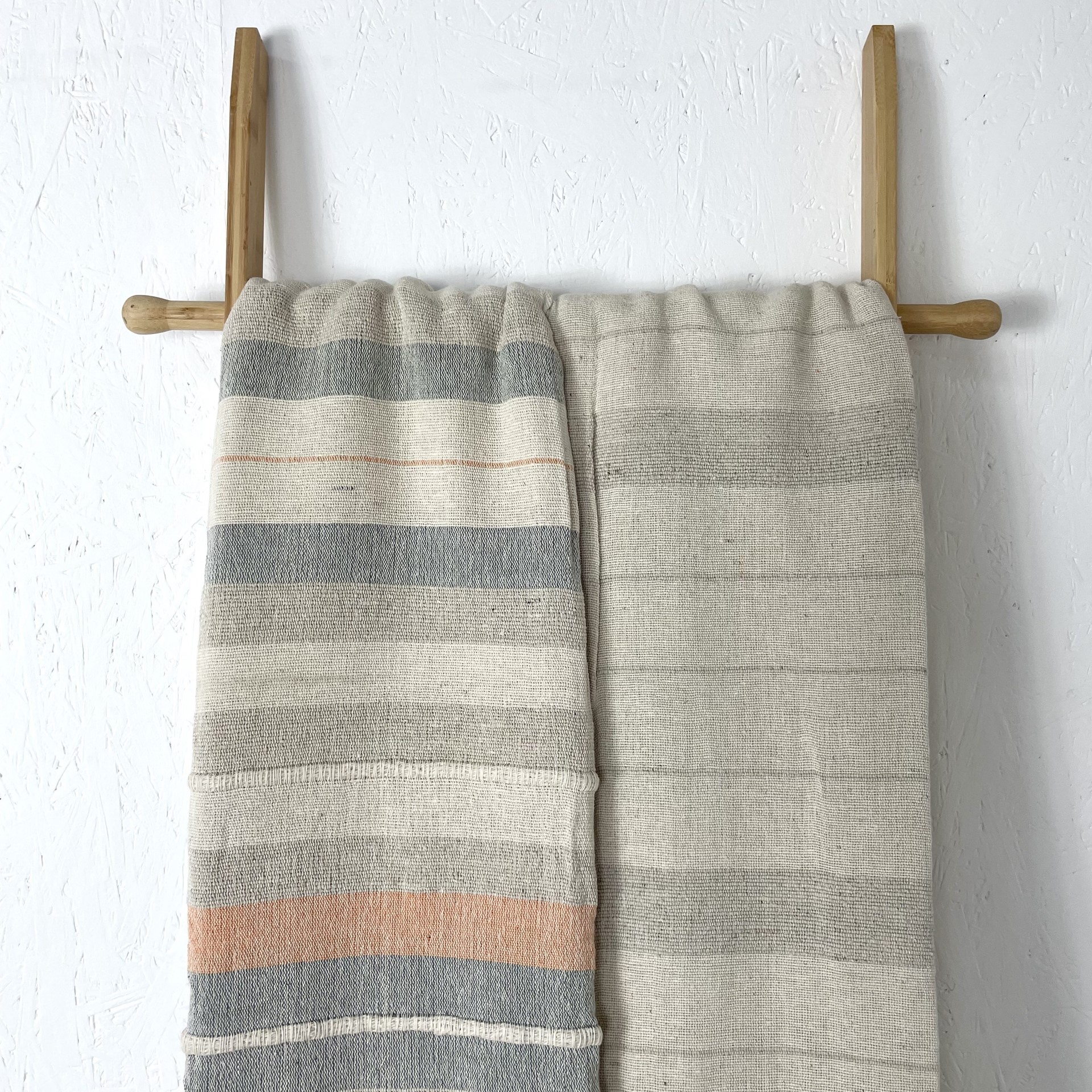 100 cotton handloomed striped bedspread pastel natural colour throw